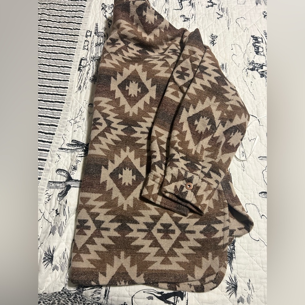 Brown Western Aztec Jacket Geometric Patterned Shacket NEW - Picture 6 of 7